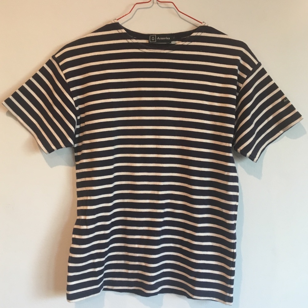 SZ S Parisian / French Breton Stripe Navy Shirt